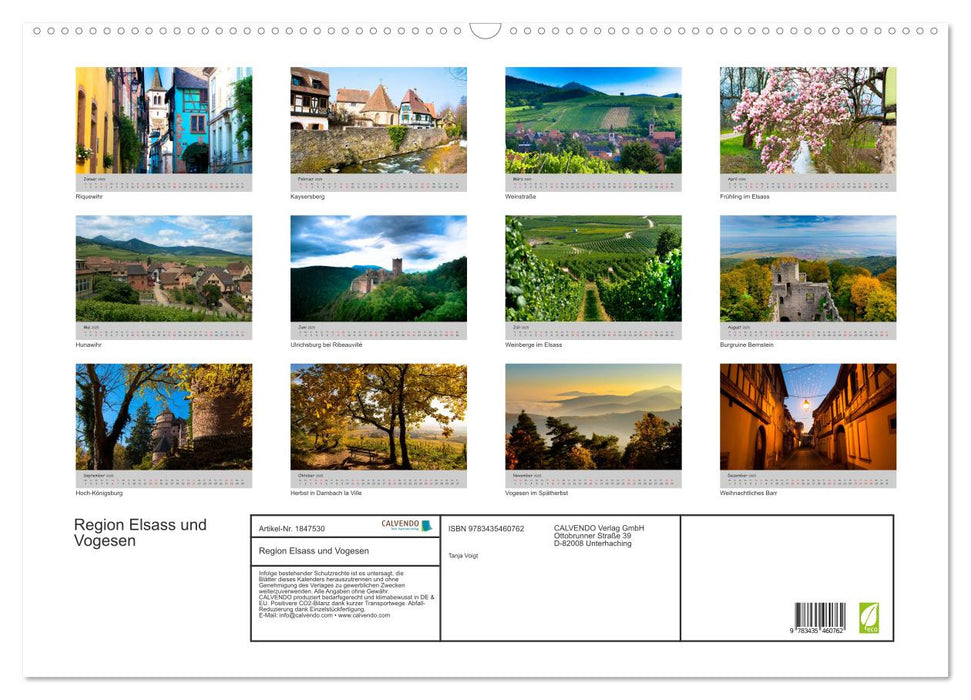 Region Elsass und Vogesen (CALVENDO Wandkalender 2025)