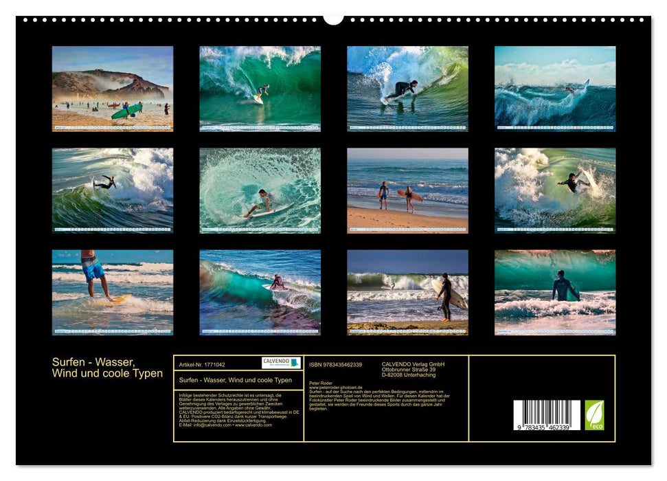 Surfen - Wasser, Wind und coole Typen (CALVENDO Premium Wandkalender 2025)