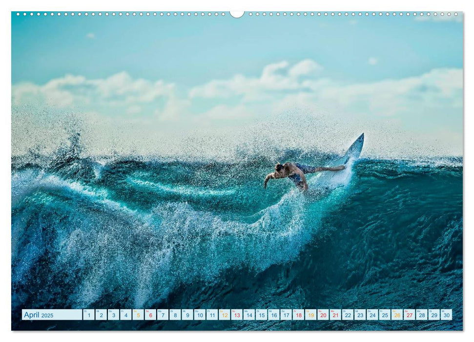 Surfen - Wasser, Wind und coole Typen (CALVENDO Premium Wandkalender 2025)