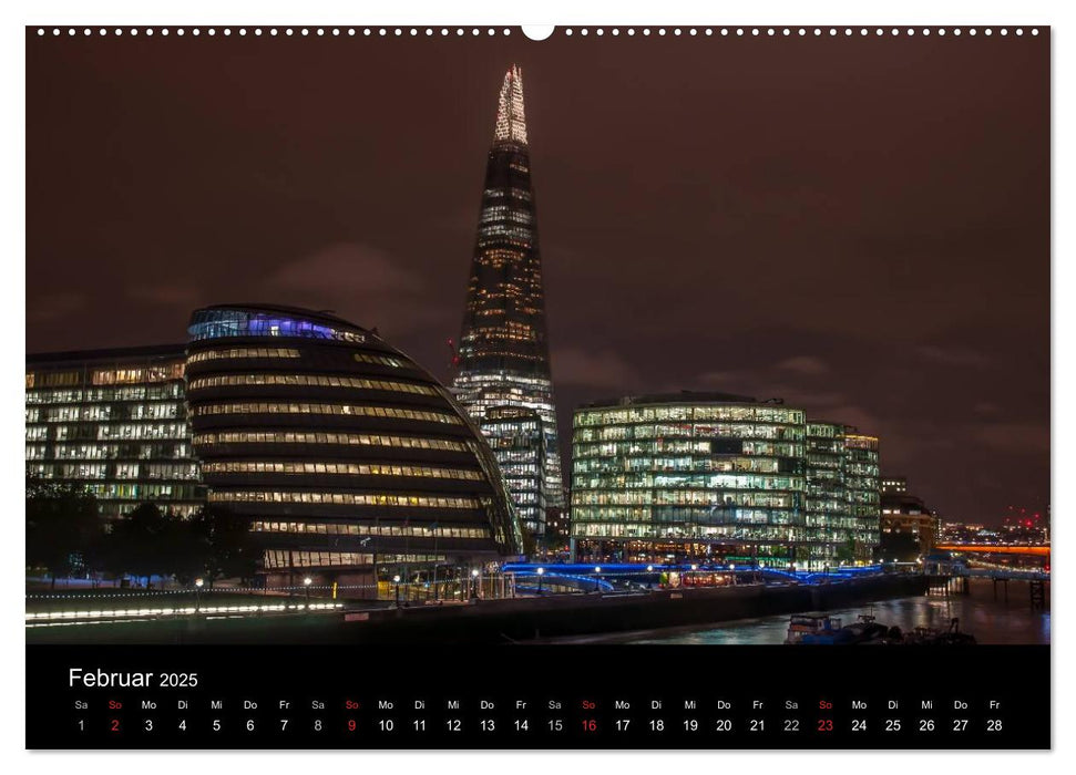 London - Nachts an der Themse (CALVENDO Premium Wandkalender 2025)