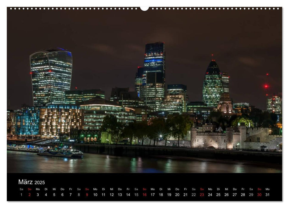 London - Nachts an der Themse (CALVENDO Premium Wandkalender 2025)