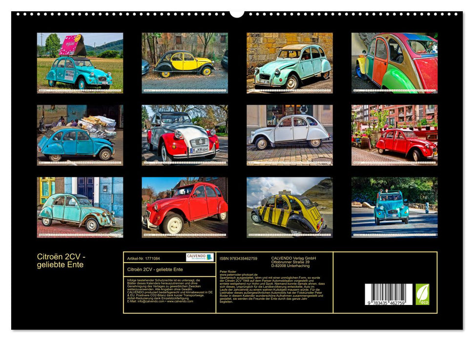 Citroën 2CV - geliebte Ente (CALVENDO Premium Wandkalender 2025)