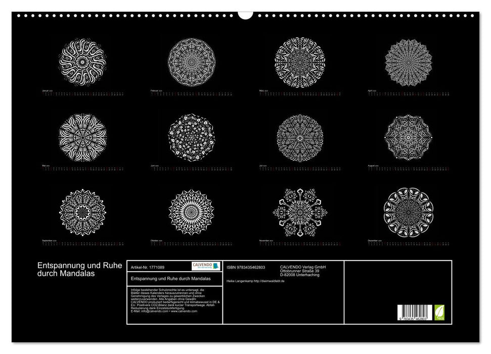 Entspannung und Ruhe durch Mandalas (CALVENDO Wandkalender 2025)