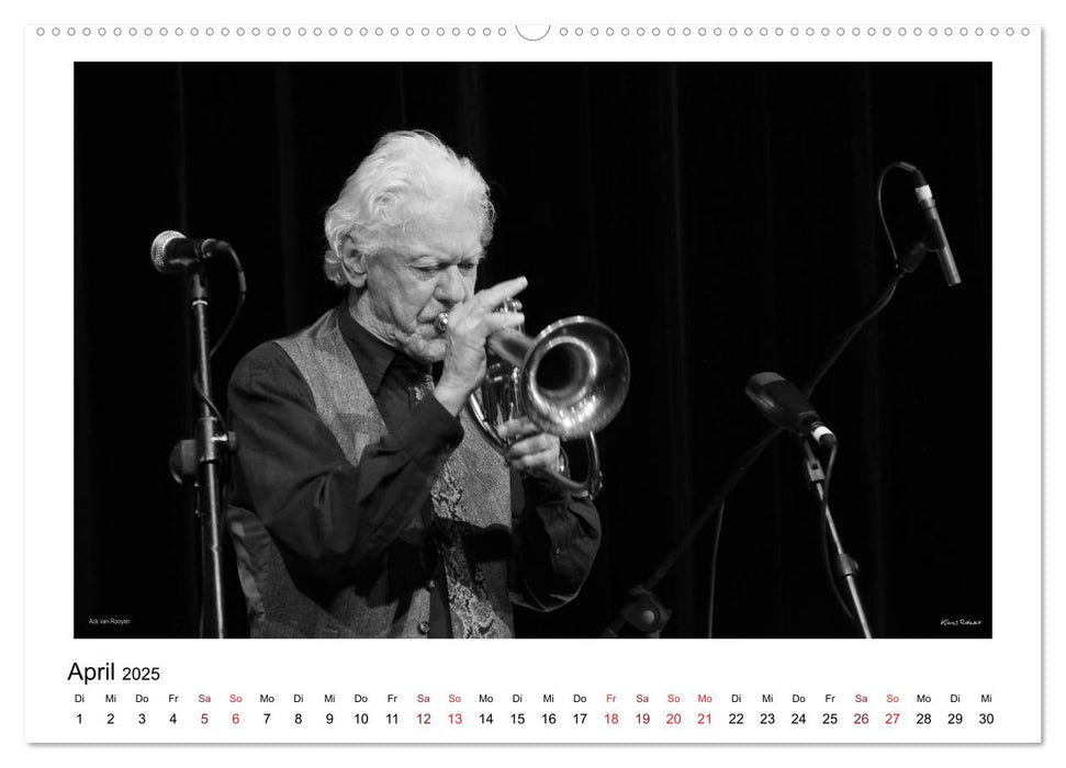 Internationale Meister des Jazz in Schwarzweiß (CALVENDO Premium Wandkalender 2025)