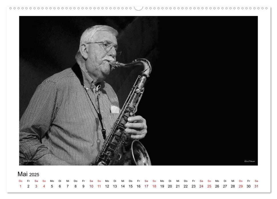 Internationale Meister des Jazz in Schwarzweiß (CALVENDO Premium Wandkalender 2025)