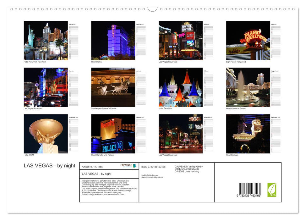 LAS VEGAS - by night (CALVENDO Premium Wandkalender 2025)