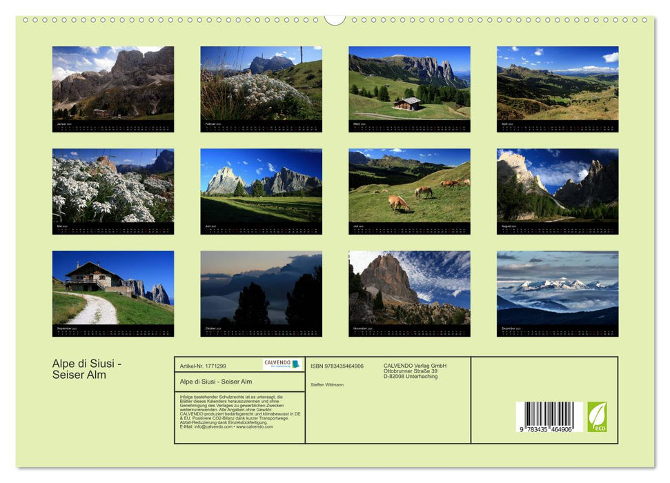 Alpe di Siusi - Seiser Alm (CALVENDO Premium Wandkalender 2025)