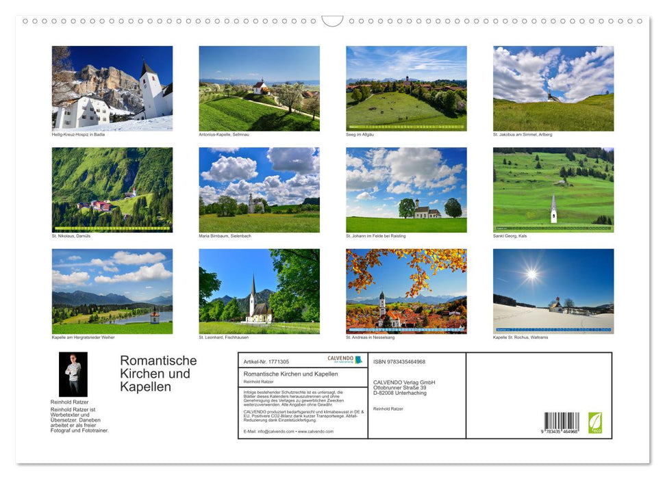 Romantische Kirchen und Kapellen (CALVENDO Wandkalender 2025)