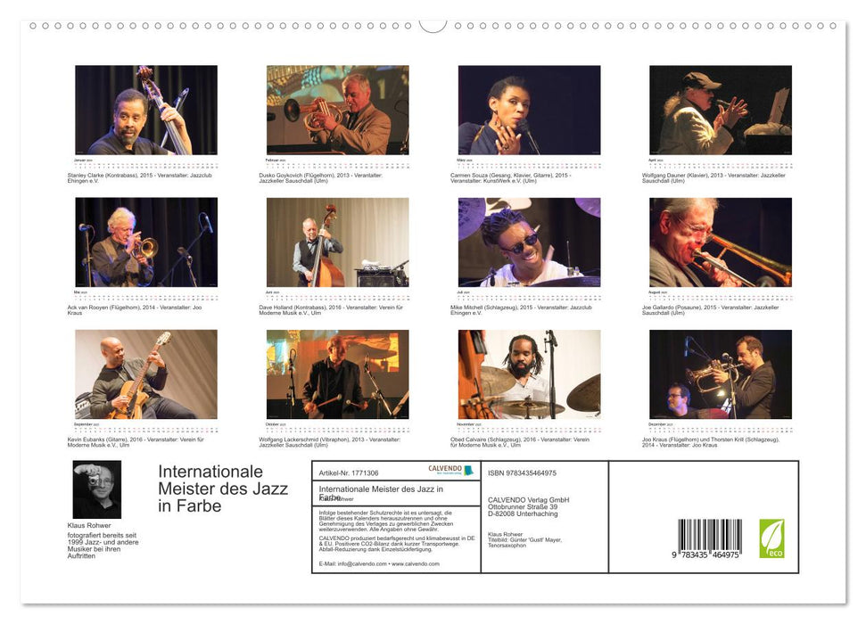 Internationale Meister des Jazz in Farbe (CALVENDO Premium Wandkalender 2025)