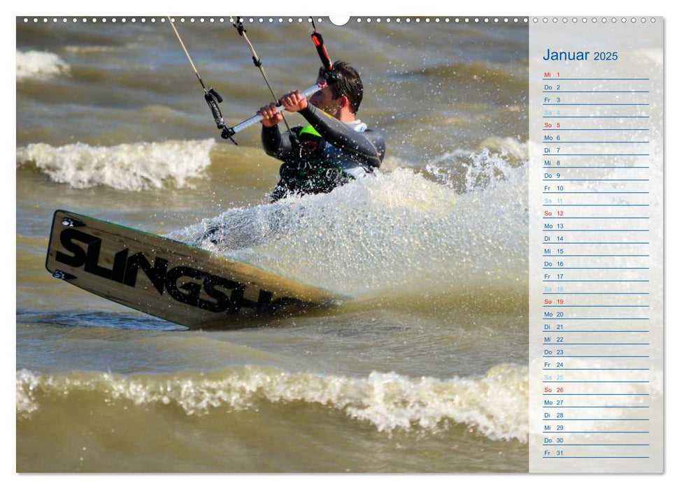 Kitesurfen - Wind und Wellen (CALVENDO Premium Wandkalender 2025)