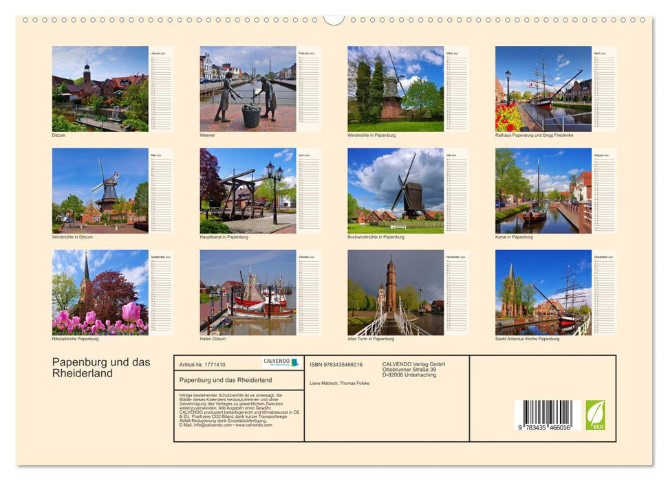 Papenburg und das Rheiderland (CALVENDO Premium Wandkalender 2025)