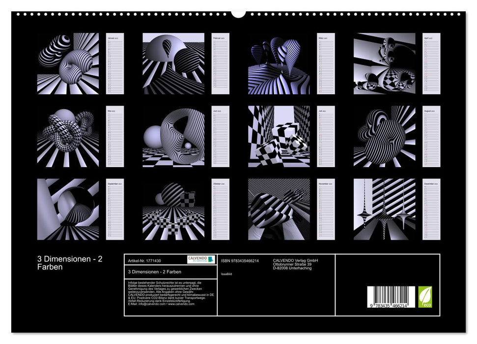 3 Dimensionen - 2 Farben (CALVENDO Premium Wandkalender 2025)