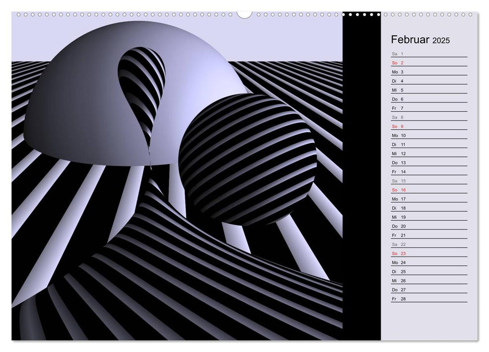 3 Dimensionen - 2 Farben (CALVENDO Premium Wandkalender 2025)