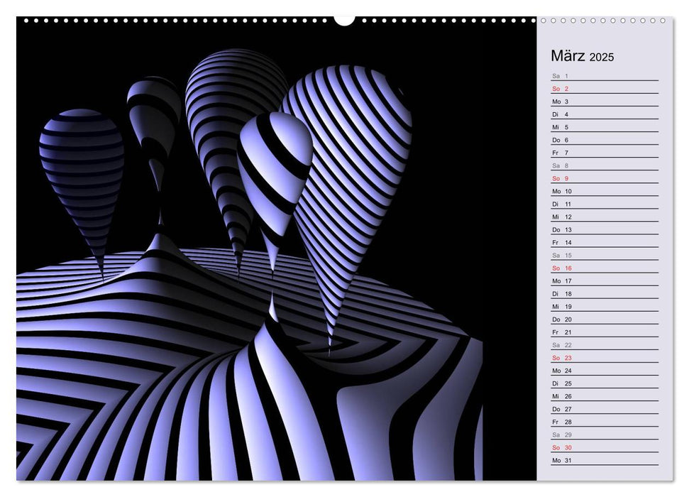 3 Dimensionen - 2 Farben (CALVENDO Premium Wandkalender 2025)