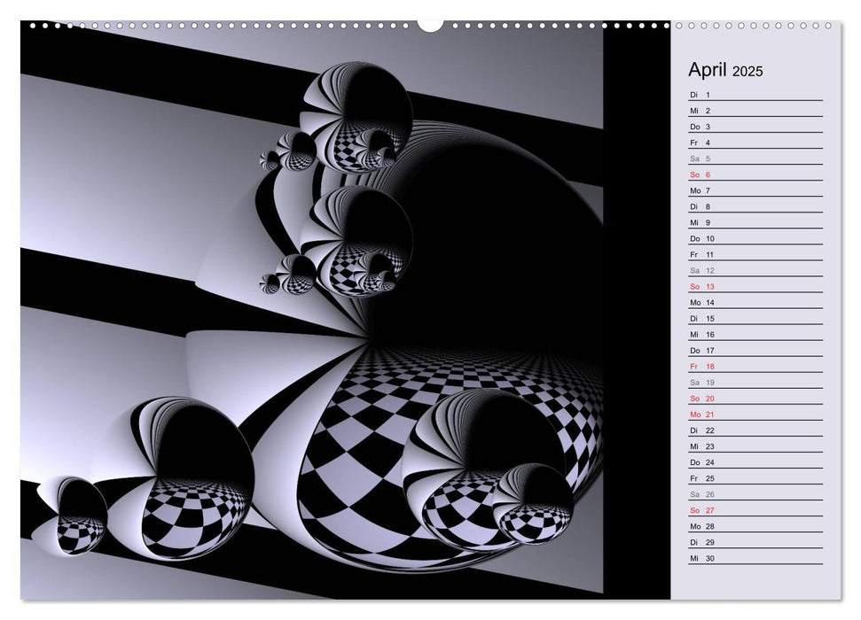 3 Dimensionen - 2 Farben (CALVENDO Premium Wandkalender 2025)