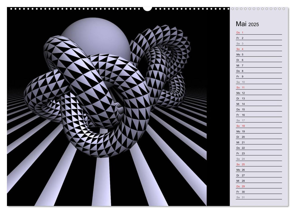 3 Dimensionen - 2 Farben (CALVENDO Premium Wandkalender 2025)