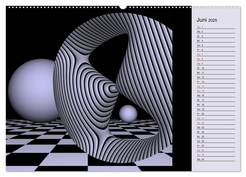 3 Dimensionen - 2 Farben (CALVENDO Premium Wandkalender 2025)