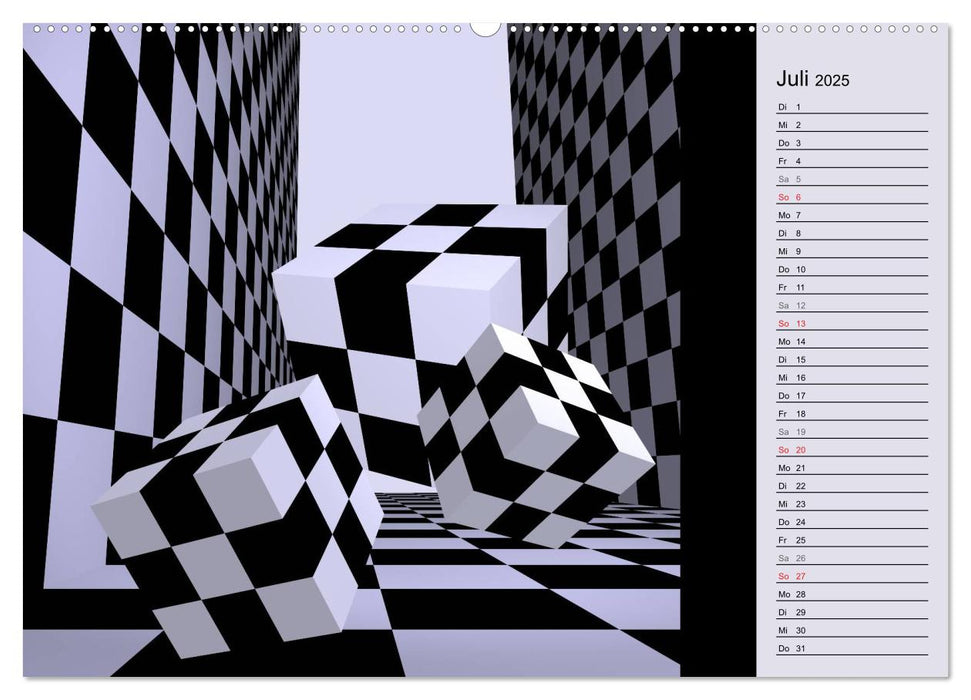 3 Dimensionen - 2 Farben (CALVENDO Premium Wandkalender 2025)