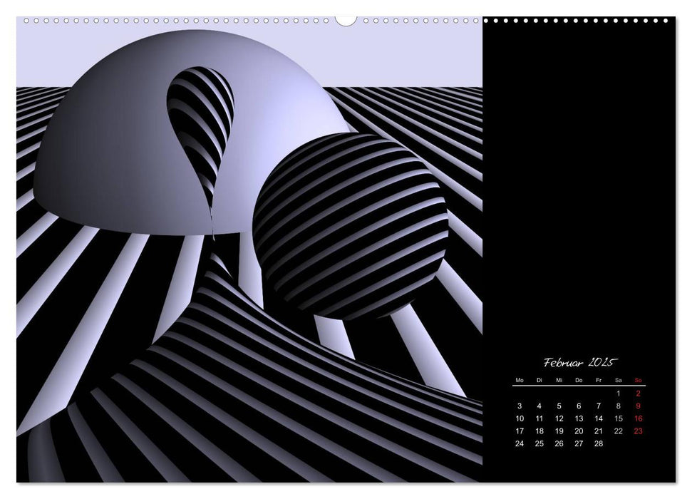 3 Dimensionen - 2 Farben (CALVENDO Premium Wandkalender 2025)