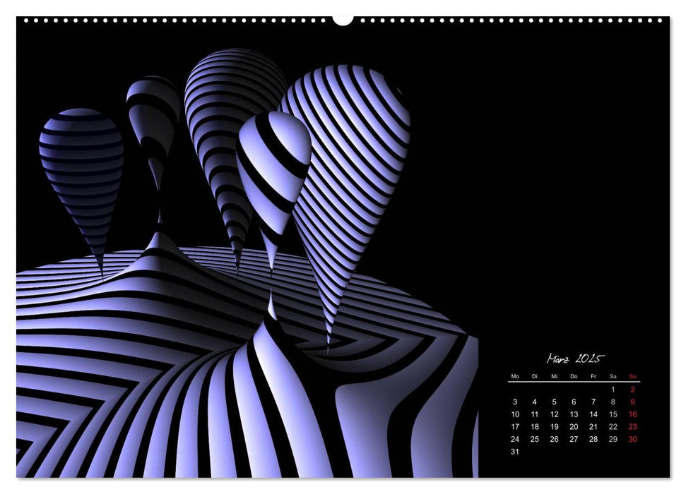 3 Dimensionen - 2 Farben (CALVENDO Premium Wandkalender 2025)