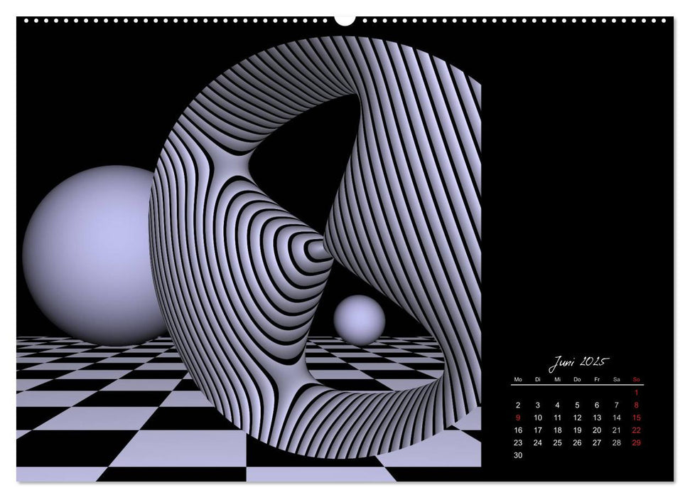 3 Dimensionen - 2 Farben (CALVENDO Premium Wandkalender 2025)