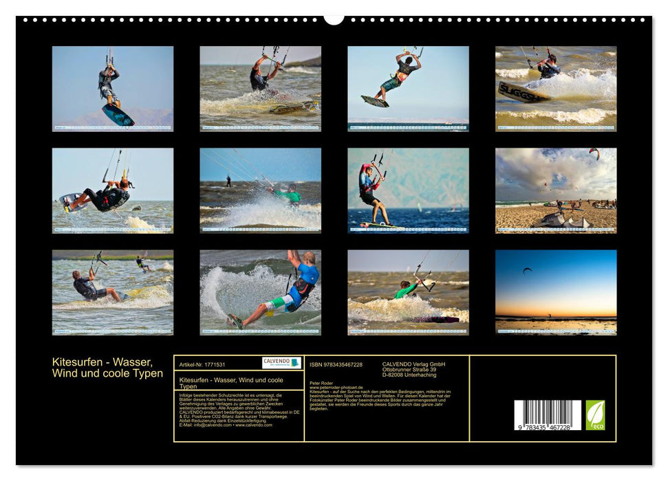 Kitesurfen - Wasser, Wind und coole Typen (CALVENDO Premium Wandkalender 2025)