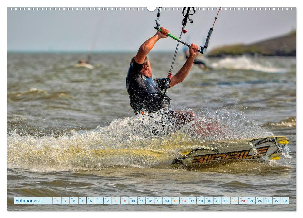 Kitesurfen - Wasser, Wind und coole Typen (CALVENDO Premium Wandkalender 2025)