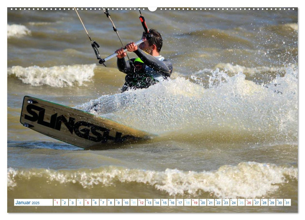 Kitesurfen - Wind und Wellen (CALVENDO Premium Wandkalender 2025)