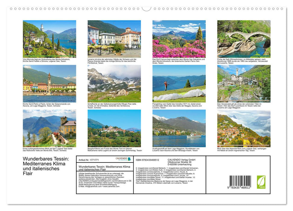 Wunderbares Tessin: Mediterranes Klima und italienisches Flair (CALVENDO Premium Wandkalender 2025)