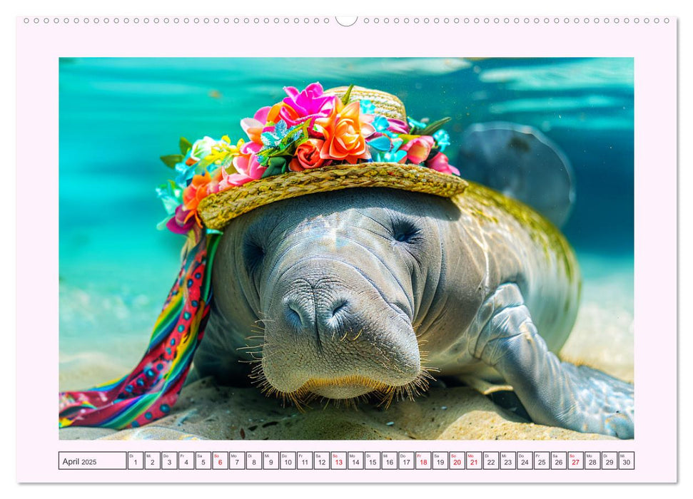 Modische Manatees. Charmante Seekühe mit Stil (CALVENDO Wandkalender 2025)