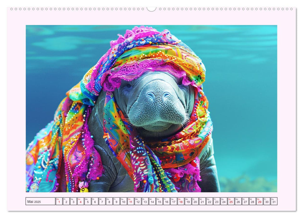 Modische Manatees. Charmante Seekühe mit Stil (CALVENDO Wandkalender 2025)