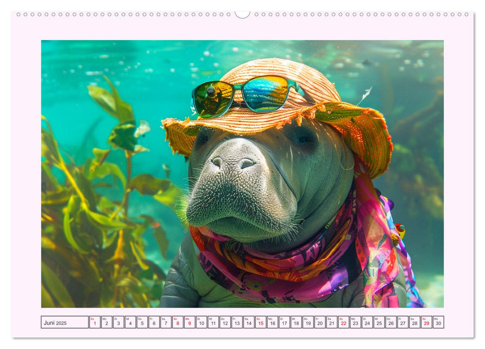 Modische Manatees. Charmante Seekühe mit Stil (CALVENDO Wandkalender 2025)