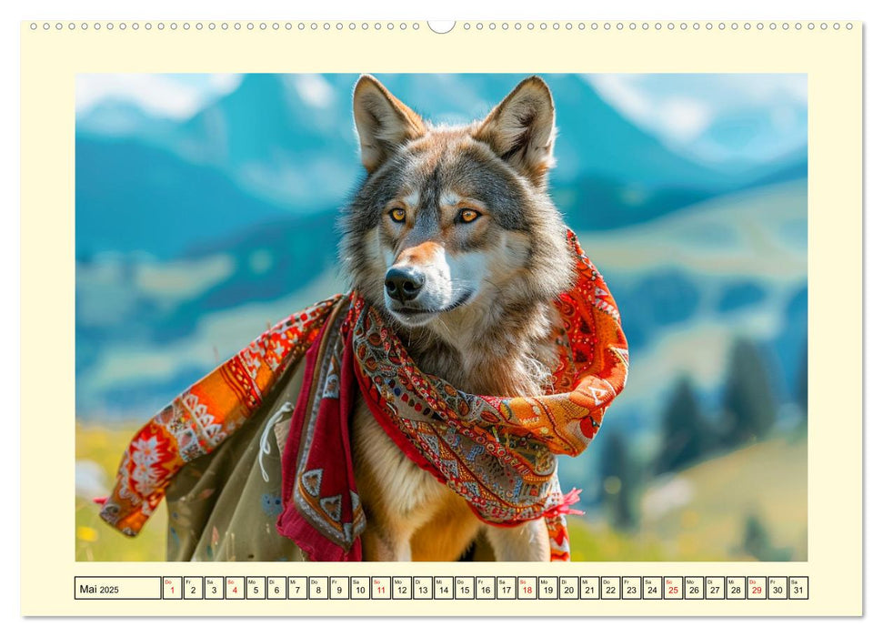 Wilder Style. Modische Wölfe in der Natur (CALVENDO Wandkalender 2025)