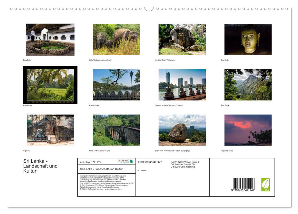 Sri Lanka - Landschaft und Kultur (CALVENDO Premium Wandkalender 2025)