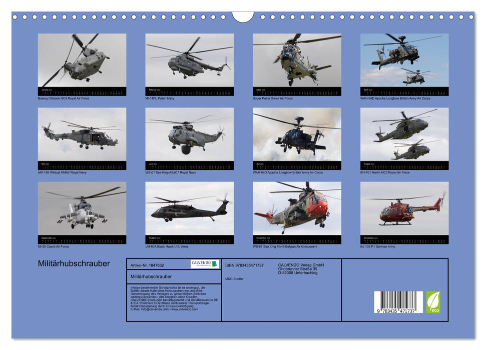 Militärhubschrauber (CALVENDO Wandkalender 2025)