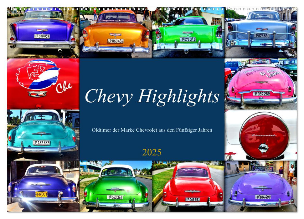 Chevy Highlights - Oldtimer der Marke Chevrolet aus den Fünfziger Jahren (CALVENDO Wandkalender 2025)