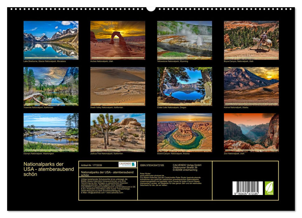 Nationalparks der USA - atemberaubend schön (CALVENDO Premium Wandkalender 2025)