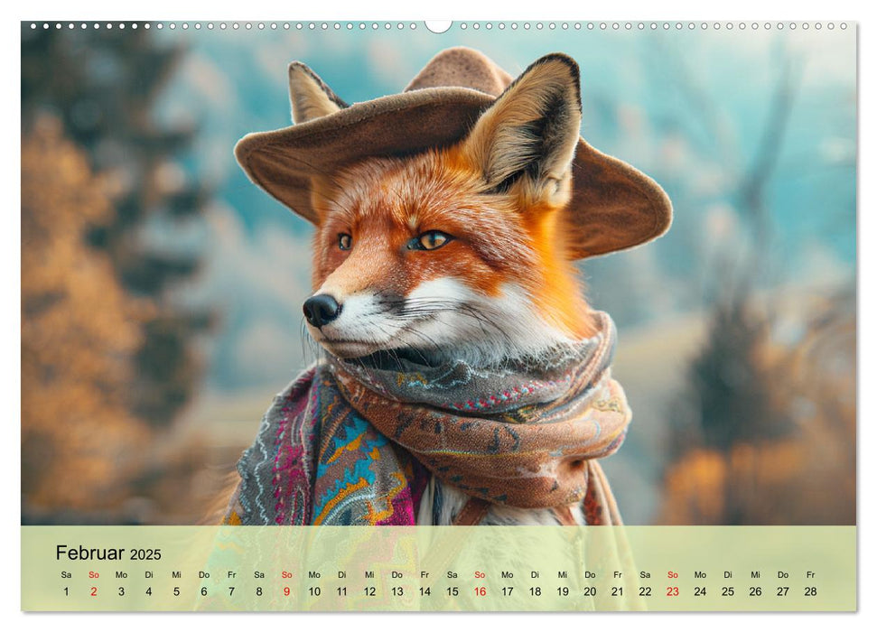 Fuchsige Eskapaden. Reineke mit noblen Accessoires (CALVENDO Wandkalender 2025)