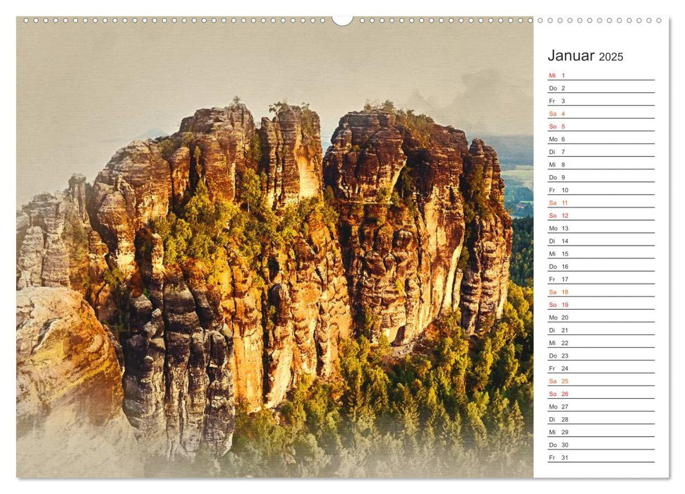 Traumhafte Sächsische Schweiz (CALVENDO Premium Wandkalender 2025)