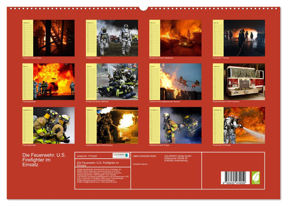 Die Feuerwehr. U.S. Firefighter im Einsatz (CALVENDO Premium Wandkalender 2025)