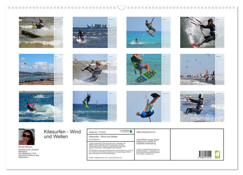 Kitesurfen - Wind und Wellen (CALVENDO Wandkalender 2025)