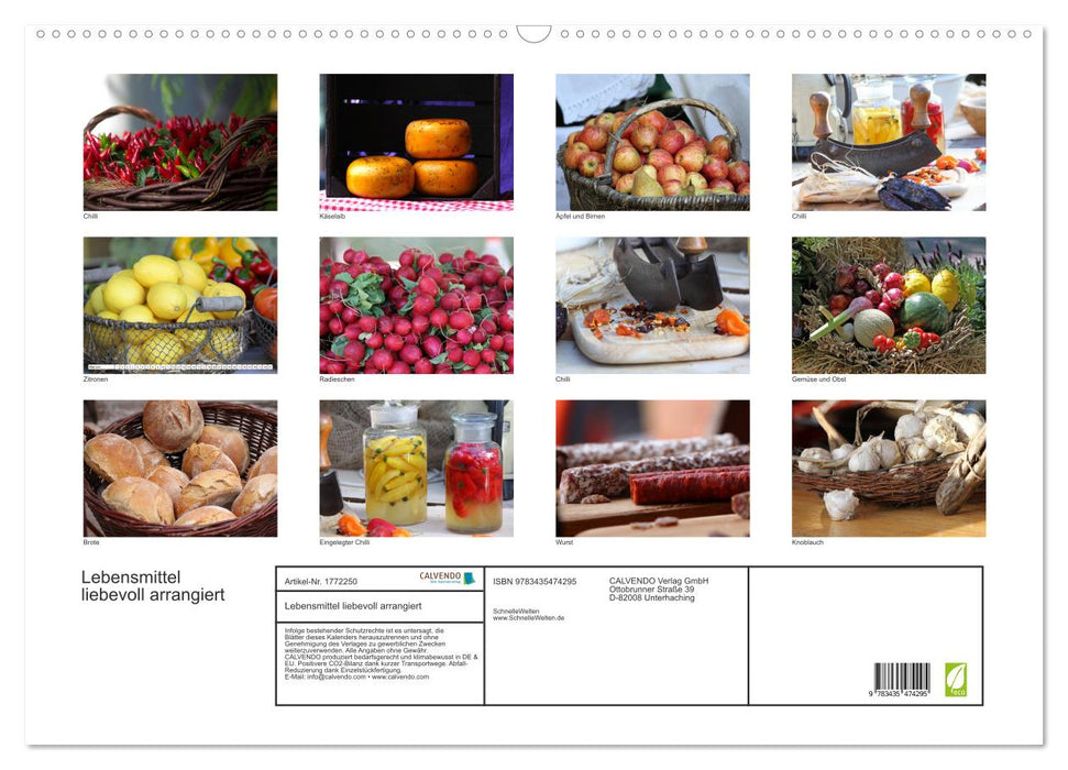 Lebensmittel liebevoll arrangiert (CALVENDO Wandkalender 2025)