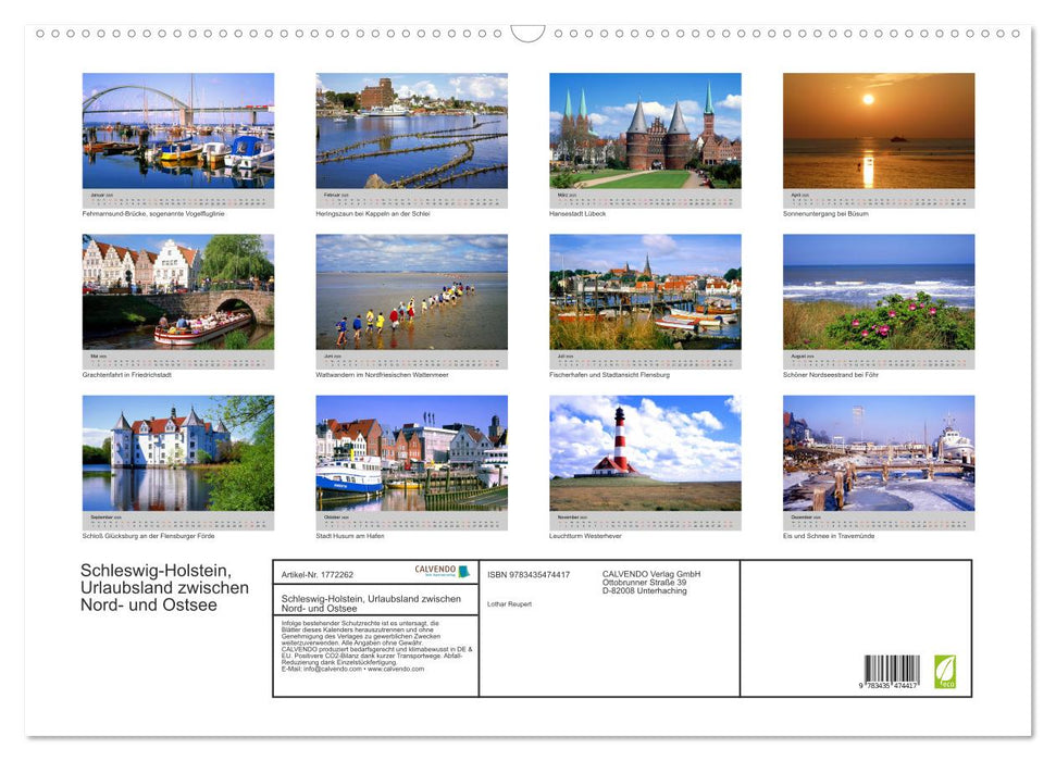 Schleswig-Holstein, Urlaubsland zwischen Nord- und Ostsee (CALVENDO Wandkalender 2025)