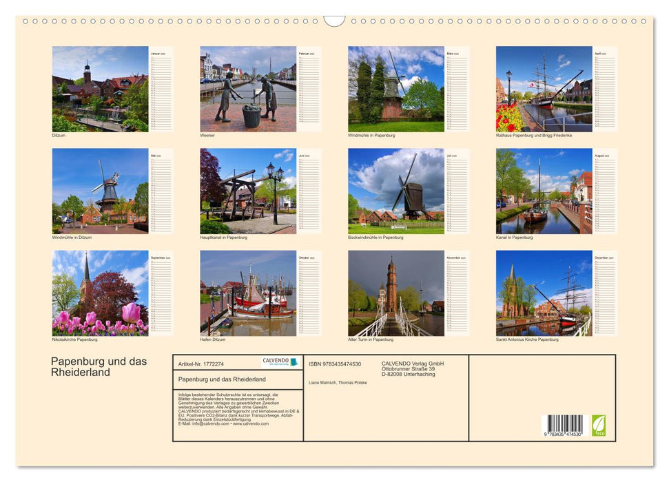 Papenburg und das Rheiderland (CALVENDO Wandkalender 2025)