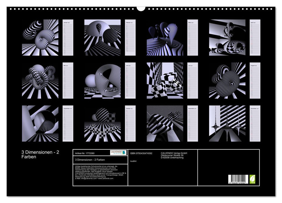 3 Dimensionen - 2 Farben (CALVENDO Wandkalender 2025)