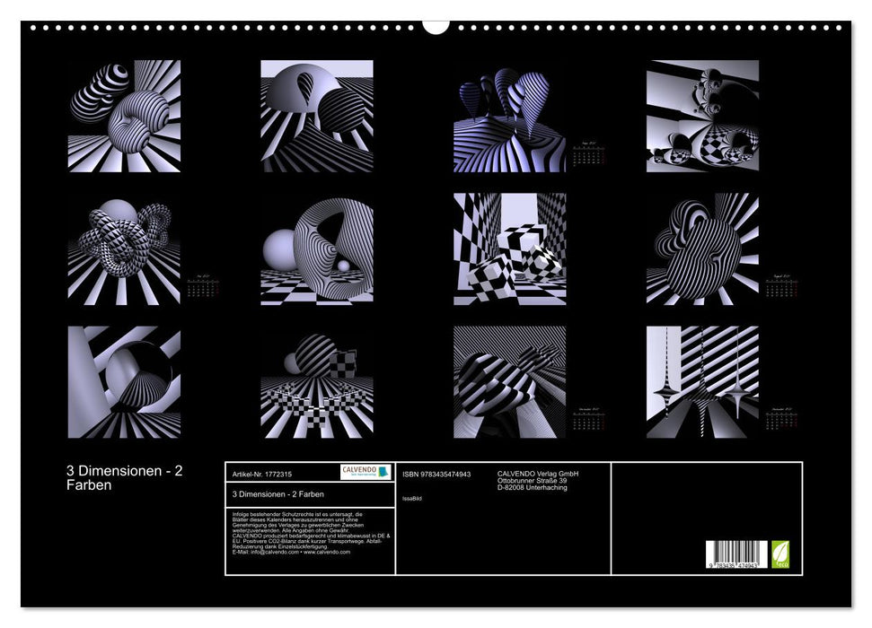 3 Dimensionen - 2 Farben (CALVENDO Wandkalender 2025)