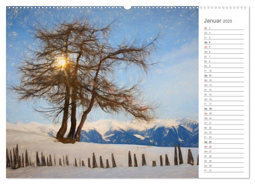 Kunstvolle Landschaften - Gemaltes Südtirol (CALVENDO Premium Wandkalender 2025)