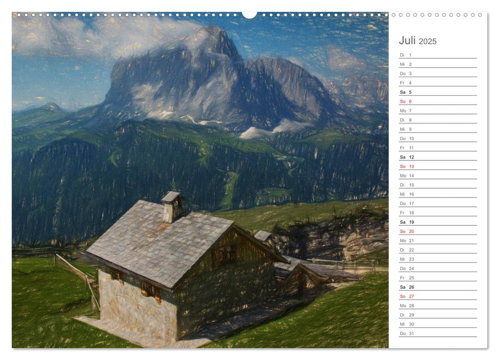 Kunstvolle Landschaften - Gemaltes Südtirol (CALVENDO Premium Wandkalender 2025)