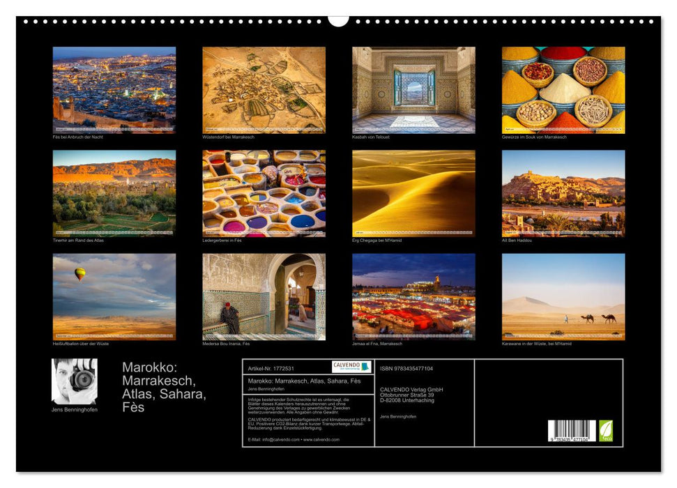 Marokko: Marrakesch, Atlas, Sahara, Fès (CALVENDO Wandkalender 2025)