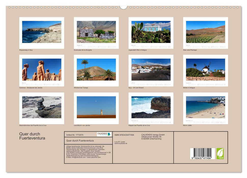 Quer durch Fuerteventura (CALVENDO Premium Wandkalender 2025)